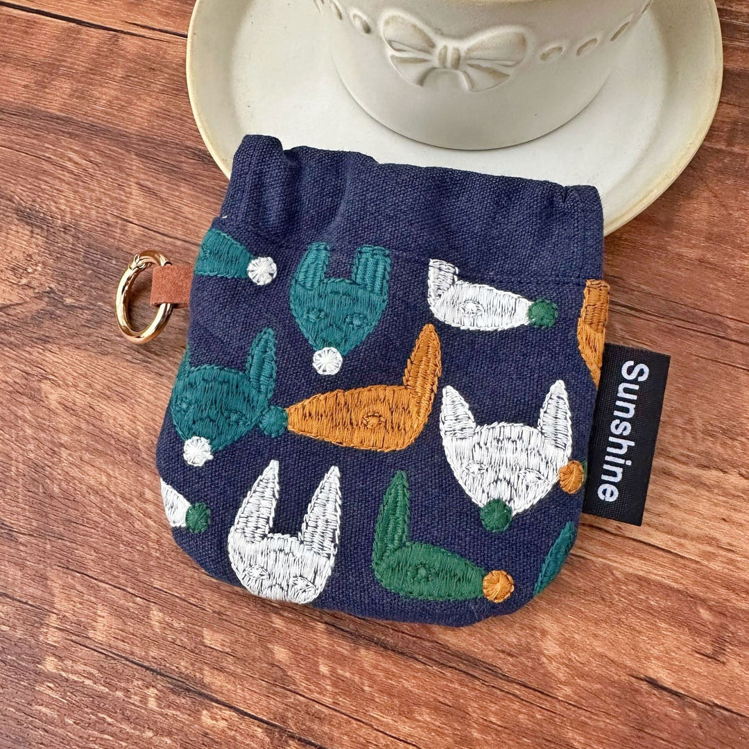 Heavy Embroidery Fabric Earphone Pouch Travel N6F151
