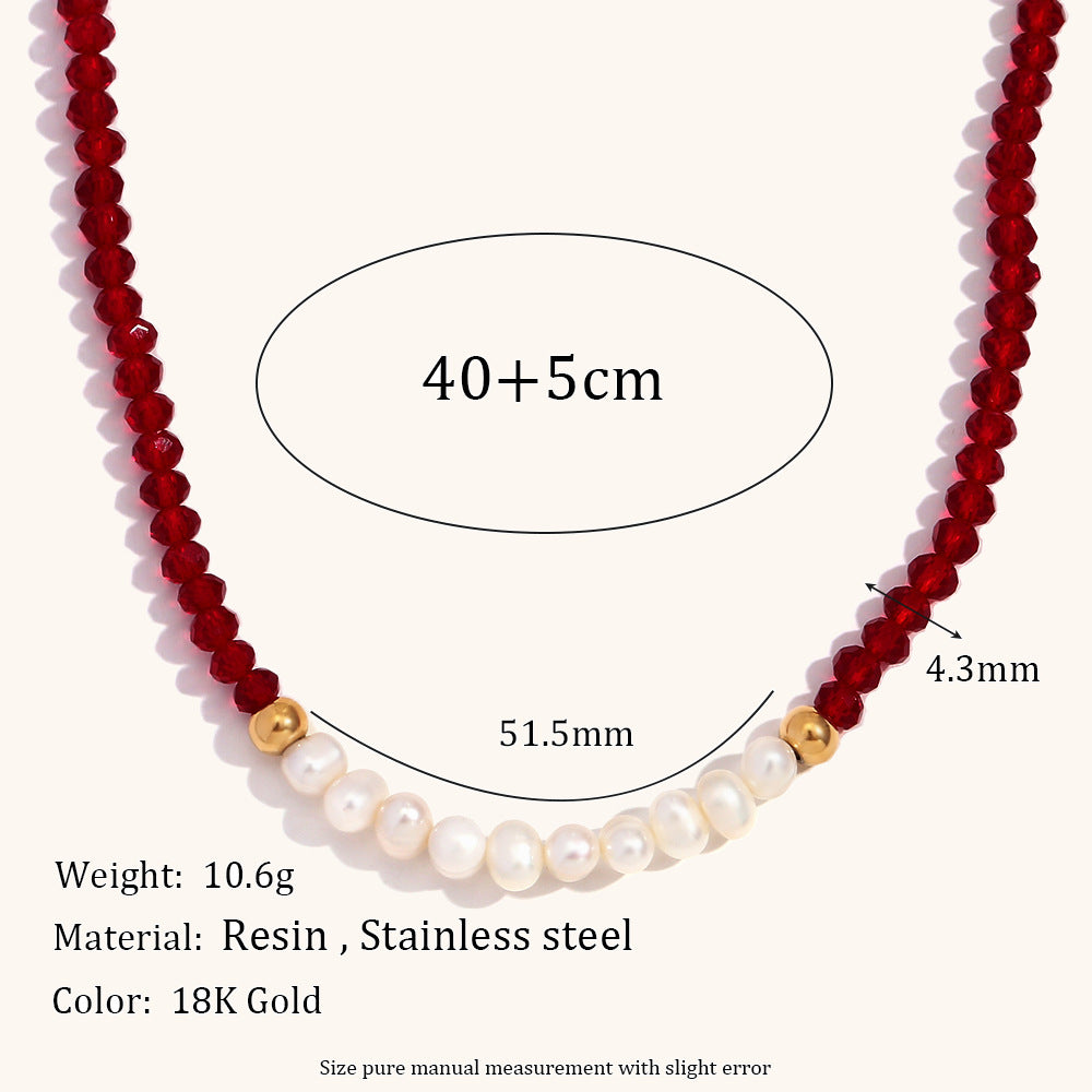 Pearl Crystal Necklace Steel Gold Plated Shell S5P237