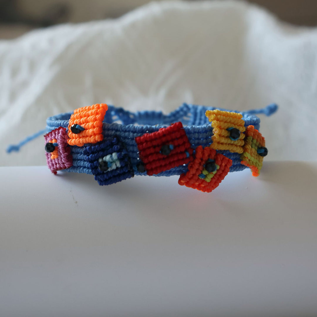 Ethnic Evil Eye Braided Cuff Adjustable  S5P212