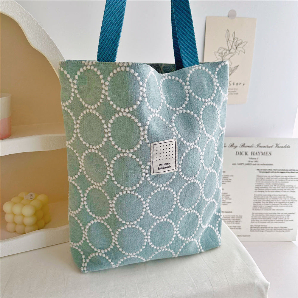 Embroidered Cotton Linen Tote Bag Shoulder N6F150