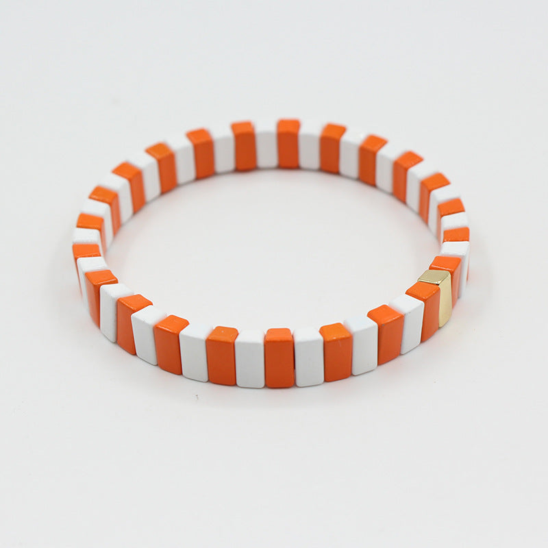 Macaron Elastic Bracelet Dual-Tone Enamel Alloy S5P043