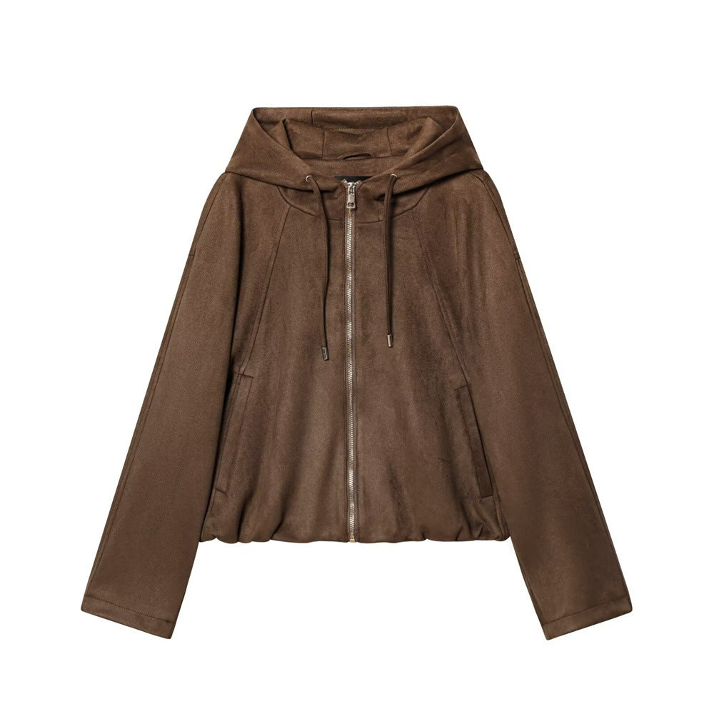 Hooded Suede Jacket Women Multiple Colors N5A406