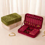 Load image into Gallery viewer, Large Velvet Jewelry Organizer Box Multi Compartment S5P829