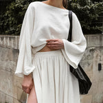 Load image into Gallery viewer, Cotton Slit Maxi Set Mid Weight White N5Z636
