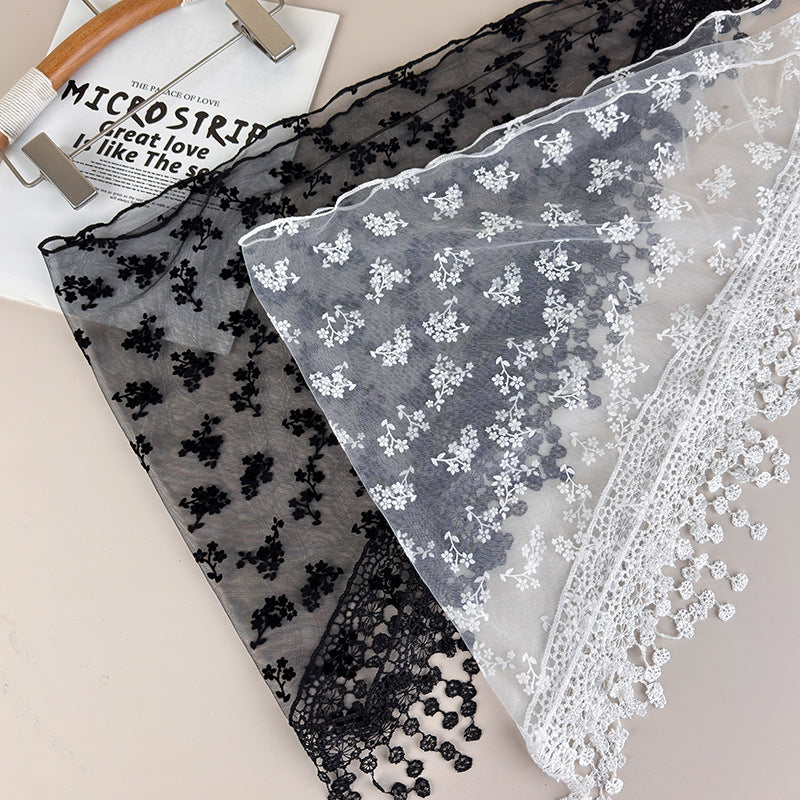 Lace Floral Triangle Scarf Fringe Shawl Women N6H106