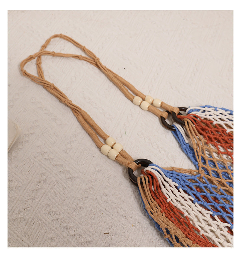 Bohemian Tassel Crochet Beach Bag Woven Straw Tote N6G064