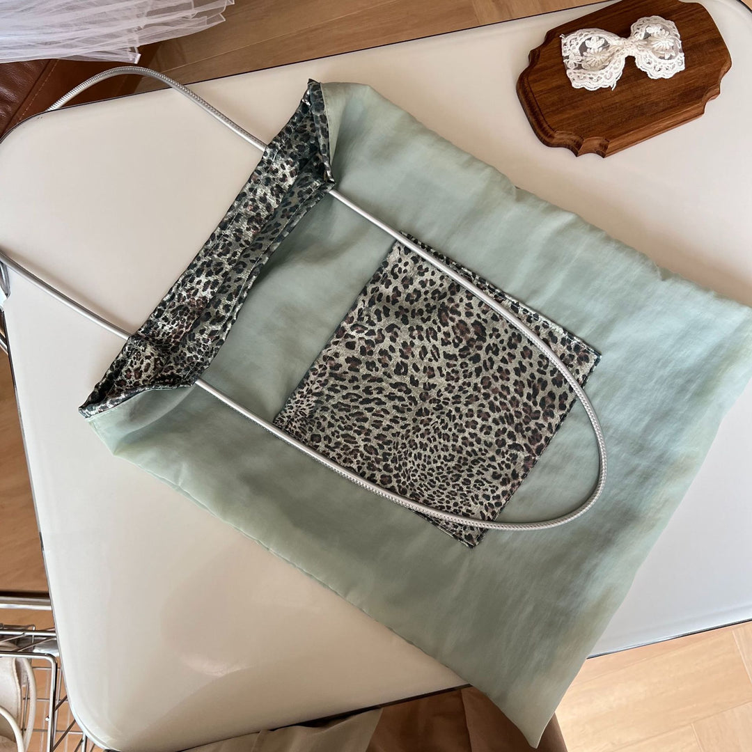 Vintage Cotton Lace Shoulder Bag Canvas Leopard N6F170