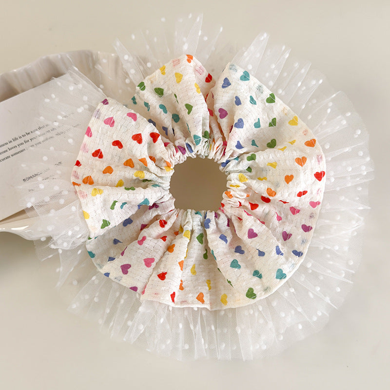 Dopamine Color Heart Bubble Scrunchie Women N6C016