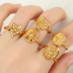 Load image into Gallery viewer, Womens Geometric Titanium Steel Ring Plated S5P001
