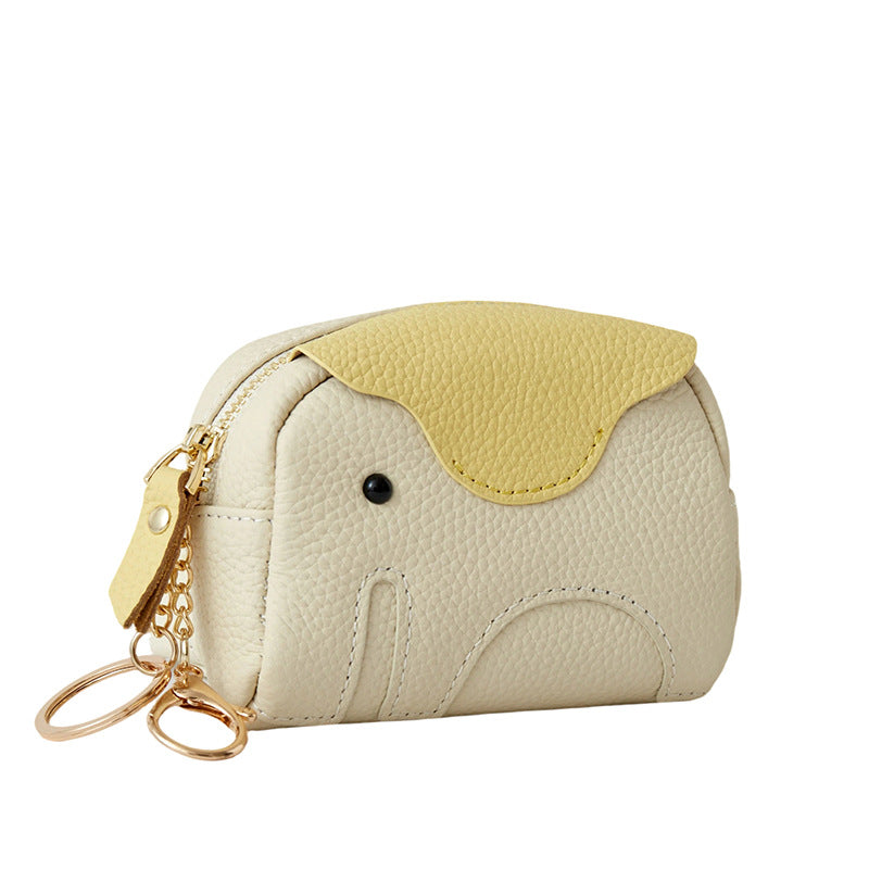 Top Grain Leather Elephant Card Holder Mini Wallet N6G093