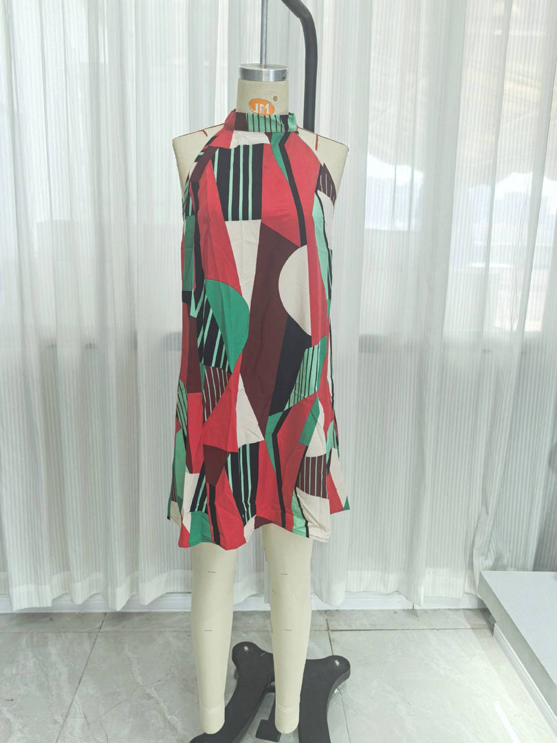 Round Neck Pullover Printed Sleeveless Dress N6F235