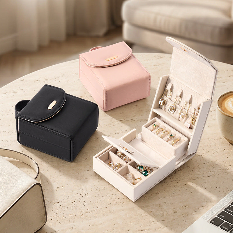 Portable PU Leather Jewelry Box Travel Organizer Case N6G105
