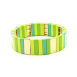 Load image into Gallery viewer, Rectangular Enamel Links Bangle Alloy Stackable S5P154