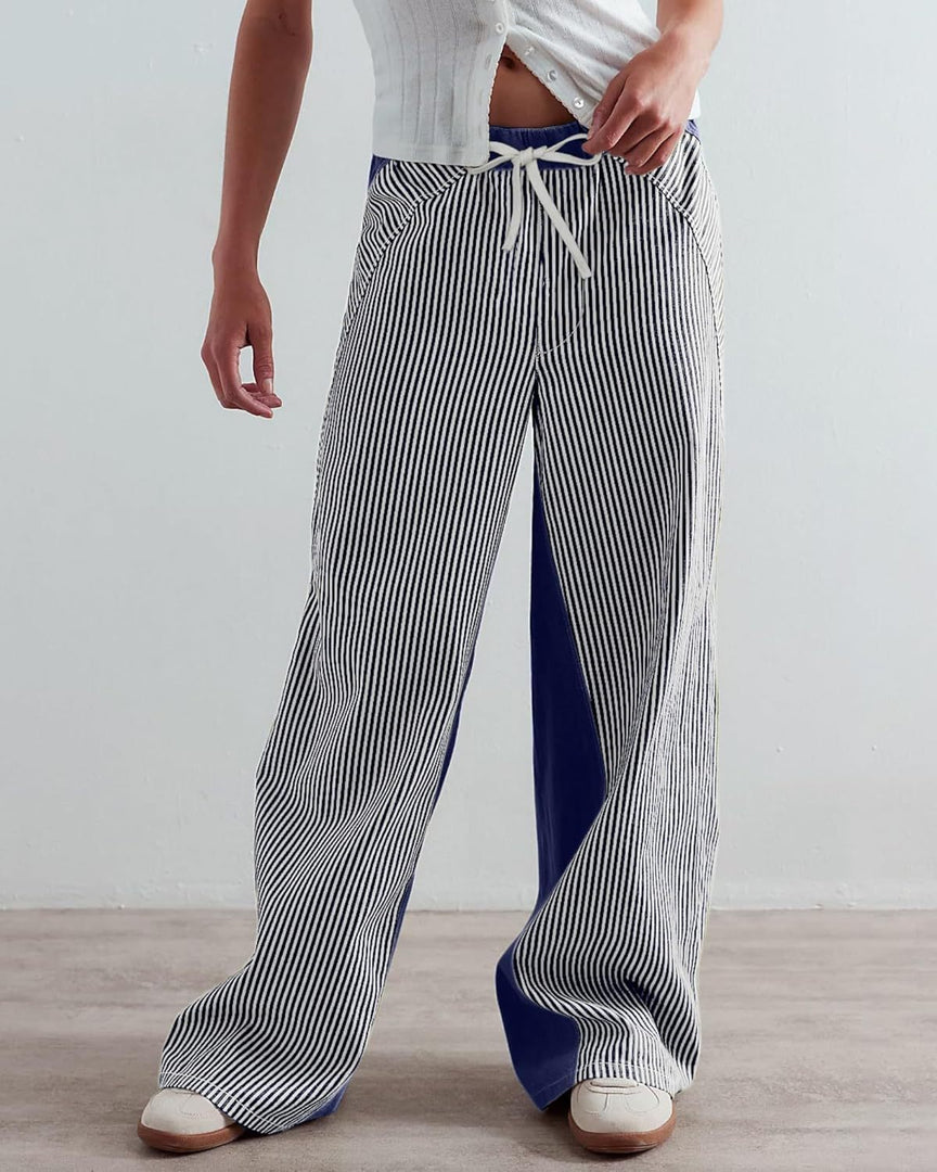 Contrast Wide Leg Jean Mid-Weight Year Round Drape N5Z239