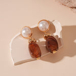 Load image into Gallery viewer, Resin Faux Pearl Irregular Geometric Stud Earrings N6H155