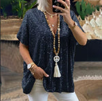 Load image into Gallery viewer, Womens Urban Sparkle V Neck Top Multi N25A058