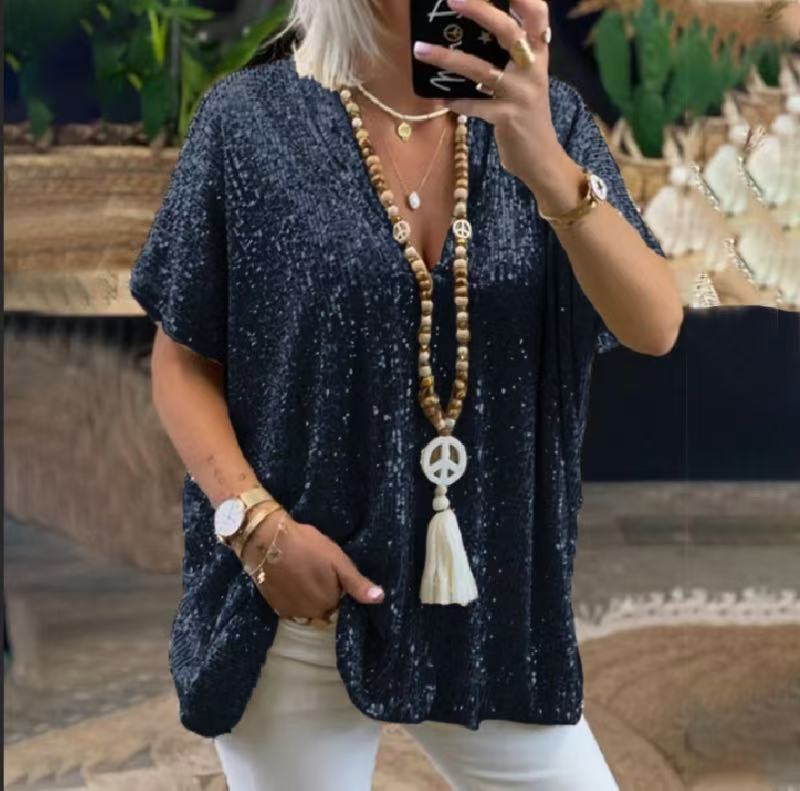 Womens Urban Sparkle V Neck Top Multi N25A058