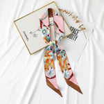 Load image into Gallery viewer, Faux Silk Printed Ribbon Scarf  M5A239