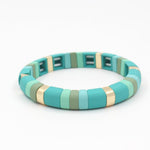 Load image into Gallery viewer, Frosted Enamel Bangle Mint Jade Geometric Alloy S5P037