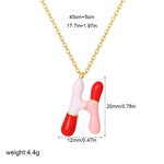 Load image into Gallery viewer, Alphabet Enamel Capsule Necklace Steel Gradient Color S5P234
