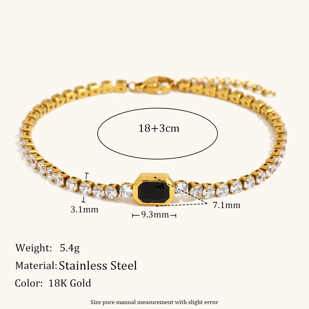 3mm Zirconia Line Bracelet Steel 18K Plated S5P114