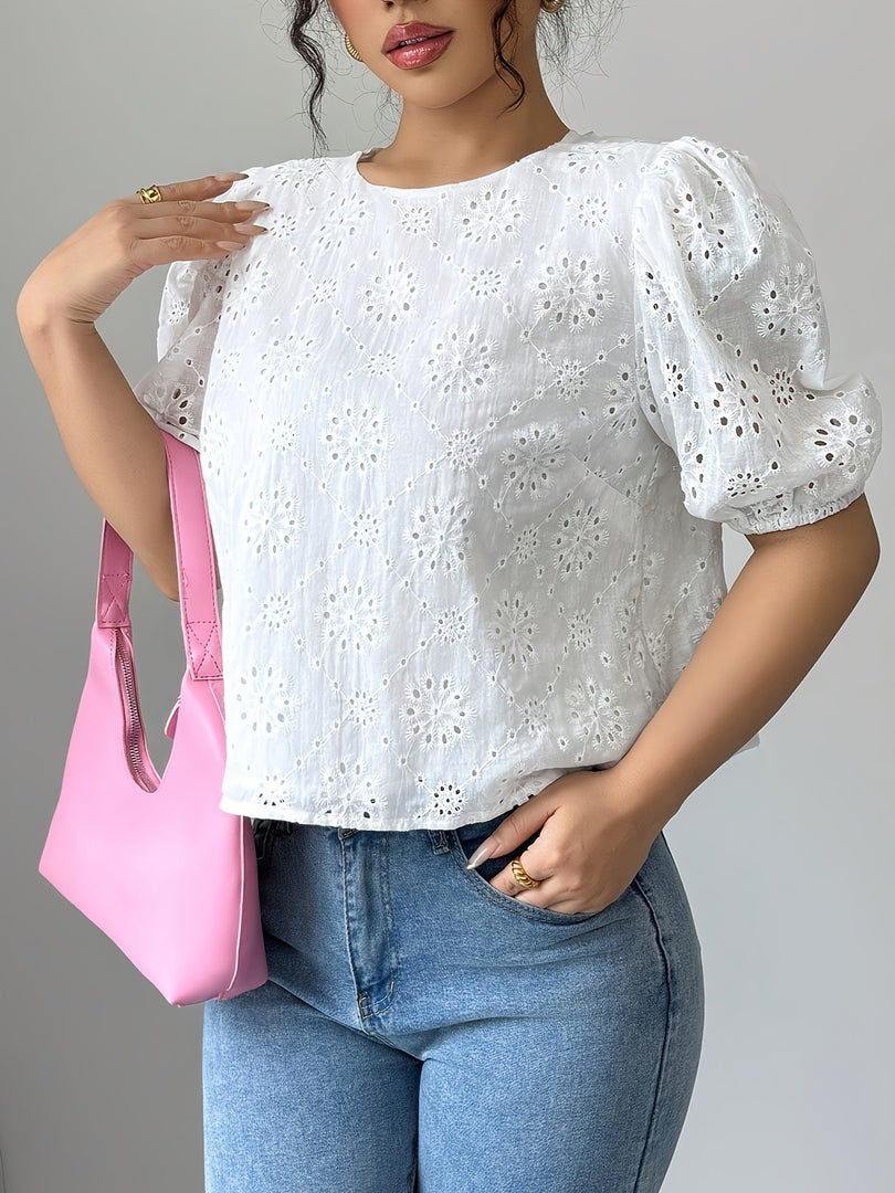 Lace Back Tie Short Sleeve Shirt Women N6D119