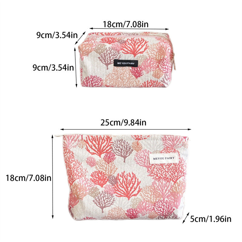 Womens Floral Corduroy Cosmetic Bag N6K117