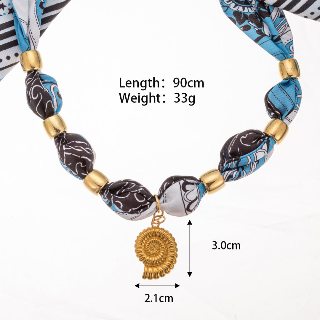 Bohemian Glass Bead Scarf Pendant Necklace Vintage N6E111