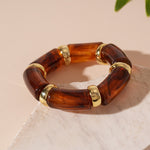 Load image into Gallery viewer, Marbled Bamboo Elastic Cuff Acrylic Plated Adjustable S5P070