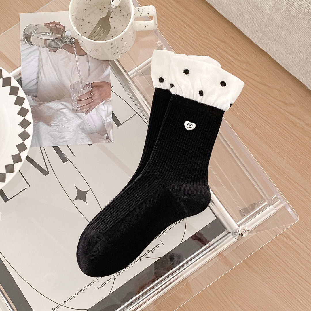 Bow Letter Label Slouch Socks Women N6C167