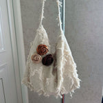 Load image into Gallery viewer, Linen Jacquard Crossbody Bag Rose Ruffle Tassel N6F101