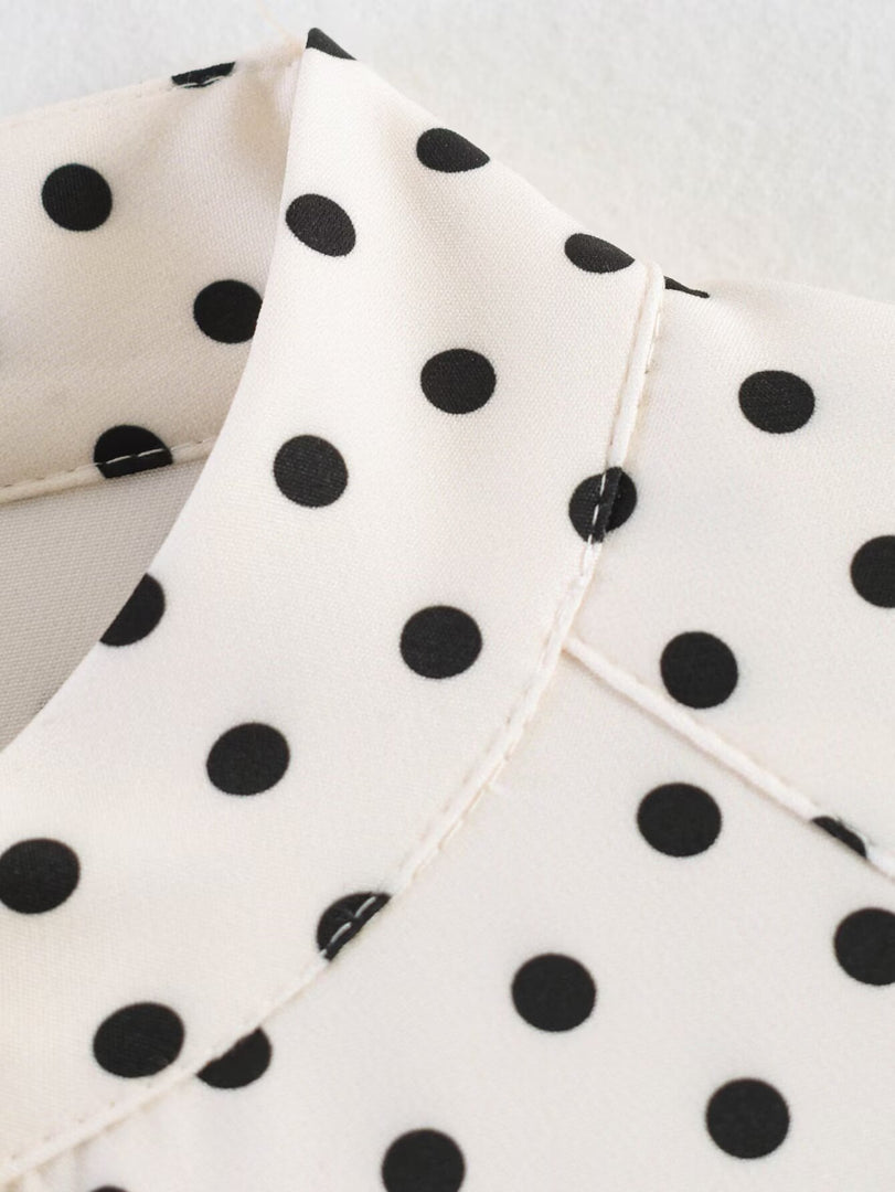 Polka Dot Tie Neck Set Women N6D127