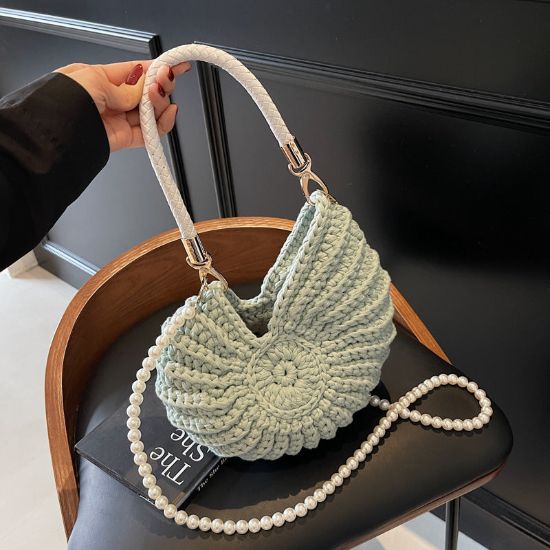 Handwoven Seashell Crossbody Bag Beach Crochet Tote N6F085