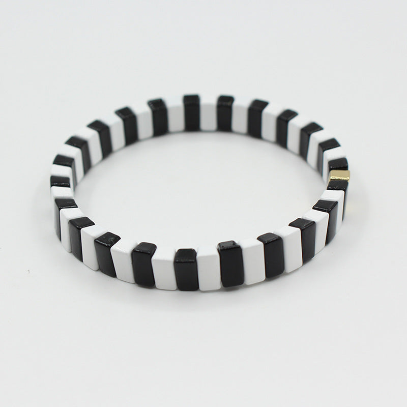 Macaron Elastic Bracelet Dual-Tone Enamel Alloy S5P043