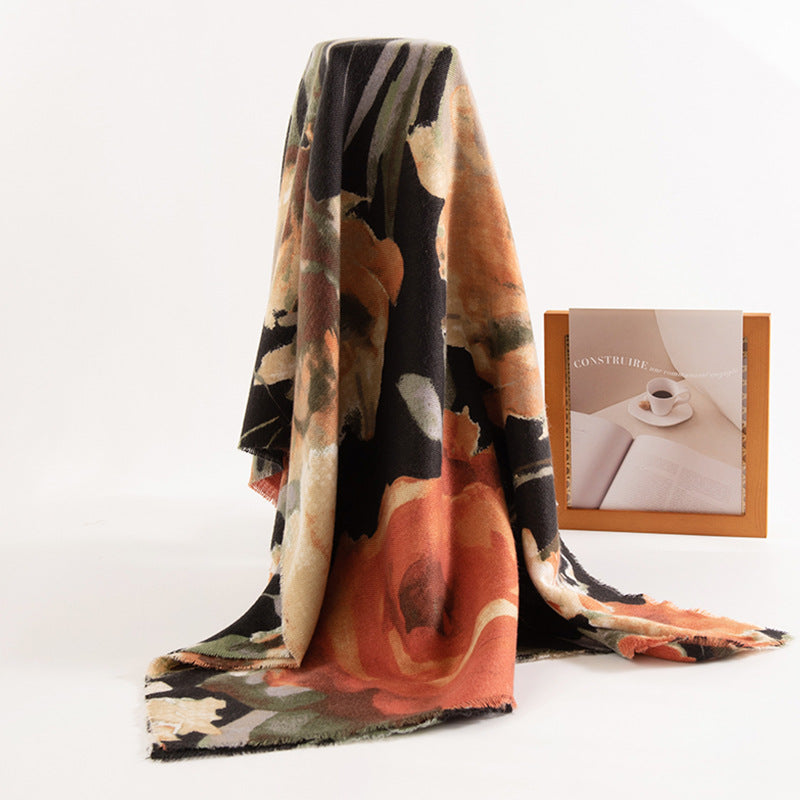 Printed Faux Cashmere Wrap  M5A185