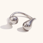 Load image into Gallery viewer, Teardrop Ring Bangle Steel Plated Open Adjustable S5P120