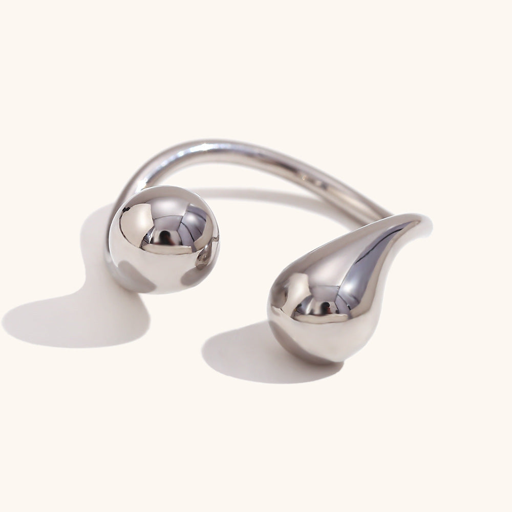 Teardrop Ring Bangle Steel Plated Open Adjustable S5P120