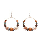 Load image into Gallery viewer, Shell Wood Earrings Asymmetric Hook Vintage Alloy S5P123