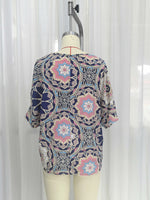 Load image into Gallery viewer, Ethnic Batwing Sleeve V-Neck T-shirt Women N6D102