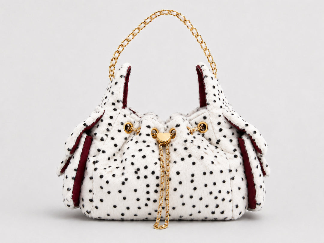 Women's Plush Leopard Print Chain Bucket Bag N6J115