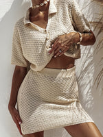 Load image into Gallery viewer, Crochet Knit Cardigan Skirt Set Women N6D135
