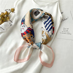 Load image into Gallery viewer, Cat Print Faux Silk Square Scarf  M5A240