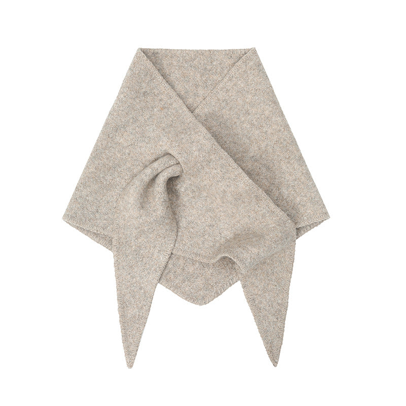 Wool Knit Triangle Shawl Scarf Women Winter N6H236