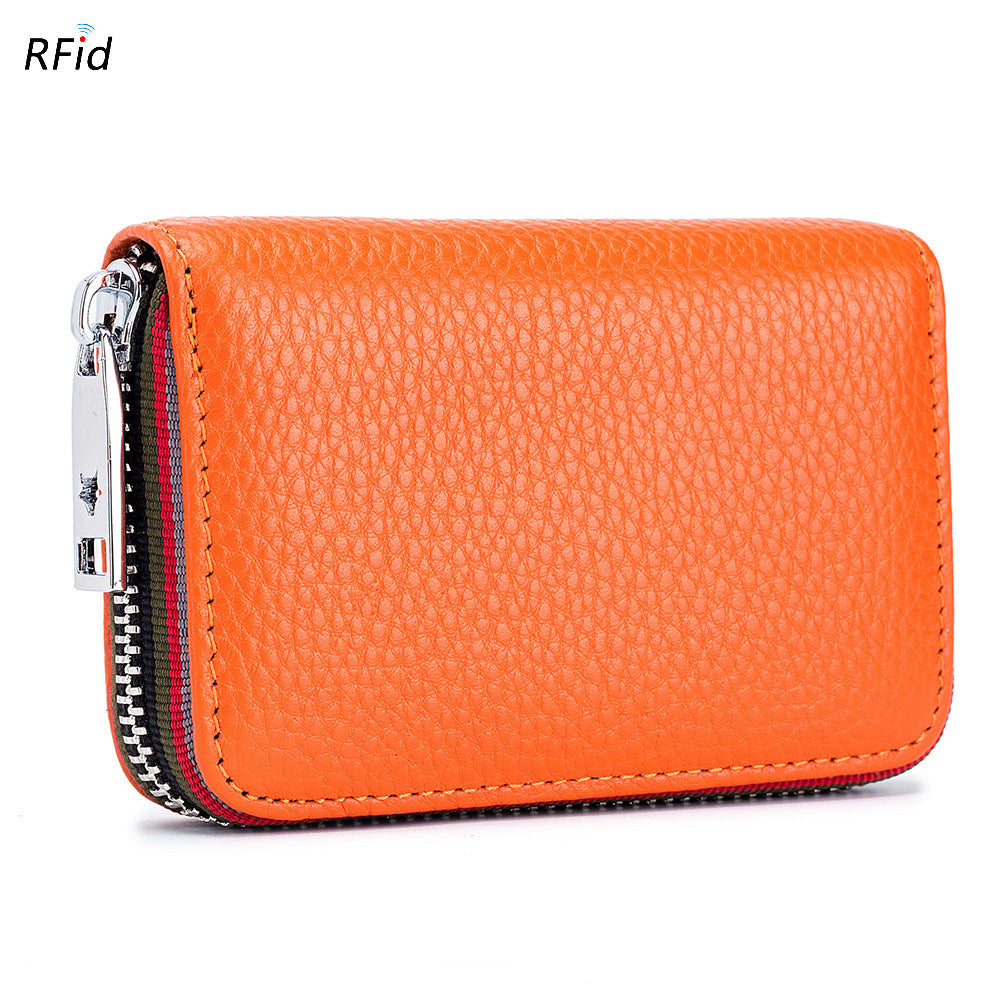 RFID Leather Accordion Card Case 12 Slots Women N6D034