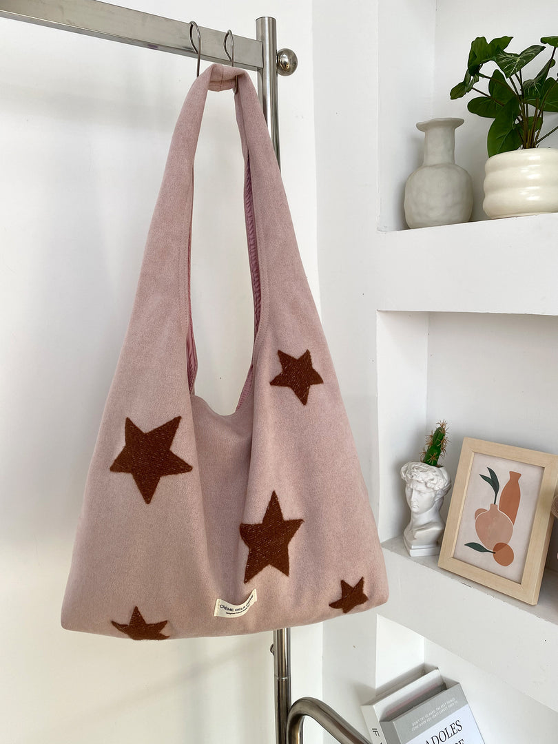 Women's Suede-Feel Star Embroidered Tote Bag N6J182