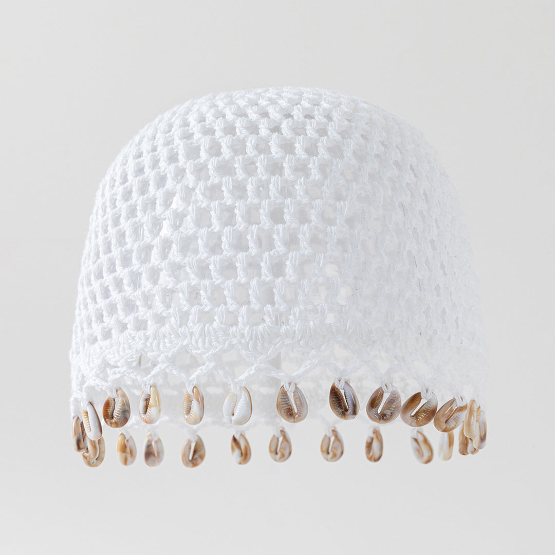 Hand Crochet Shell Pendant Cotton Cap Women N6G213