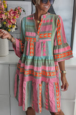 Load image into Gallery viewer, Printed V-Neck 3/4 Sleeve Dress Women N6D069