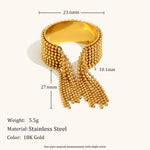 Load image into Gallery viewer, Fringe Cuff Bracelet Steel Gold Plated Rotating Ring S5P246