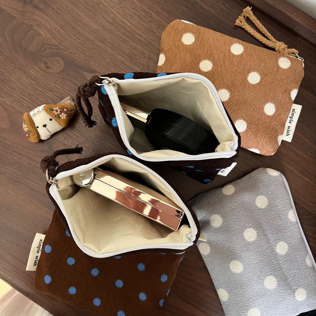 Vintage Polka Dot Corduroy Mini Coin Purse N6K106