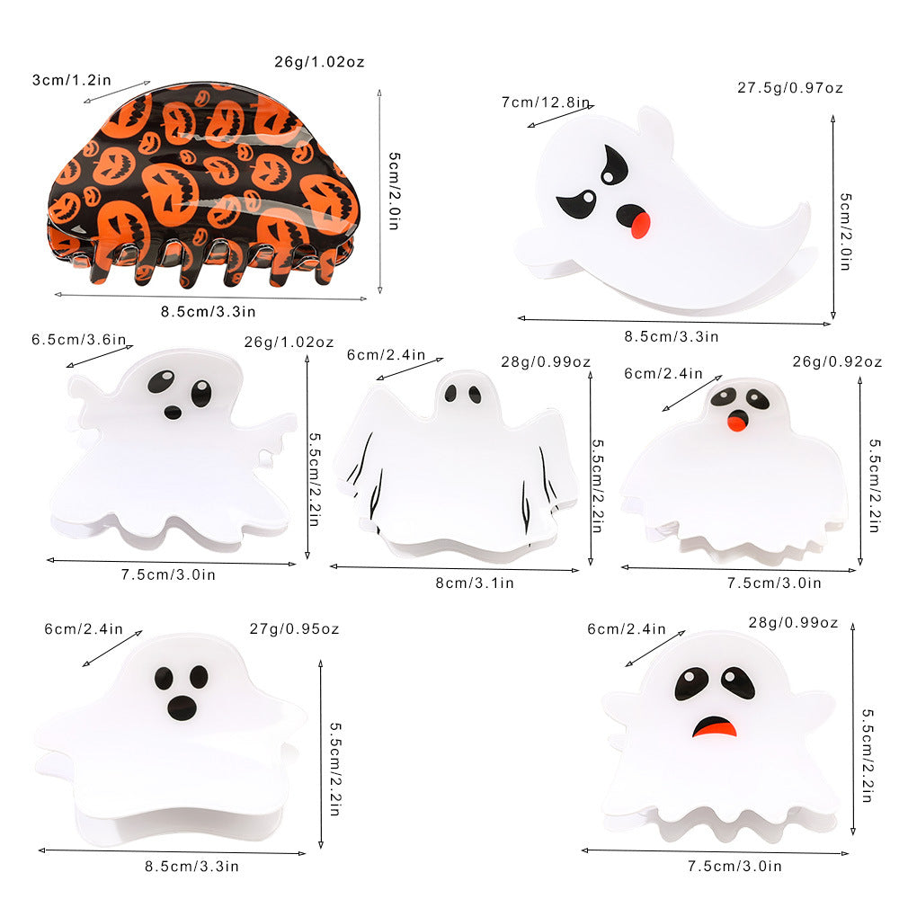 Halloween Ghost Pumpkin Acrylic Claw Clip S5P539